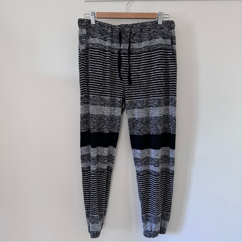 Black and gray striped bamboo joggers (size 8)